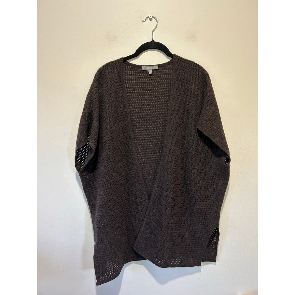 Neiman Marcus chocolate brown cashmere cardigan size M short sleeve open front